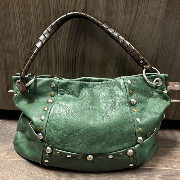 Sophia C Handbags - Gorgeous 💚 genuine leather Sofia C green studded hobo shoulder bag. 💚